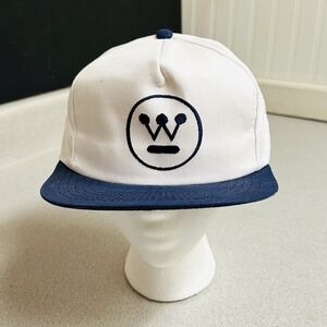 VTG WESTINGHOUSE 80s USA White Pinwheel Trucker Hat Snapback Electric RARE